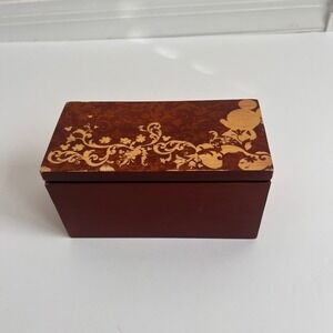 Disney Parks Mickey Mouse Wooden Keepsake Trinket Box Cherry Finish‎